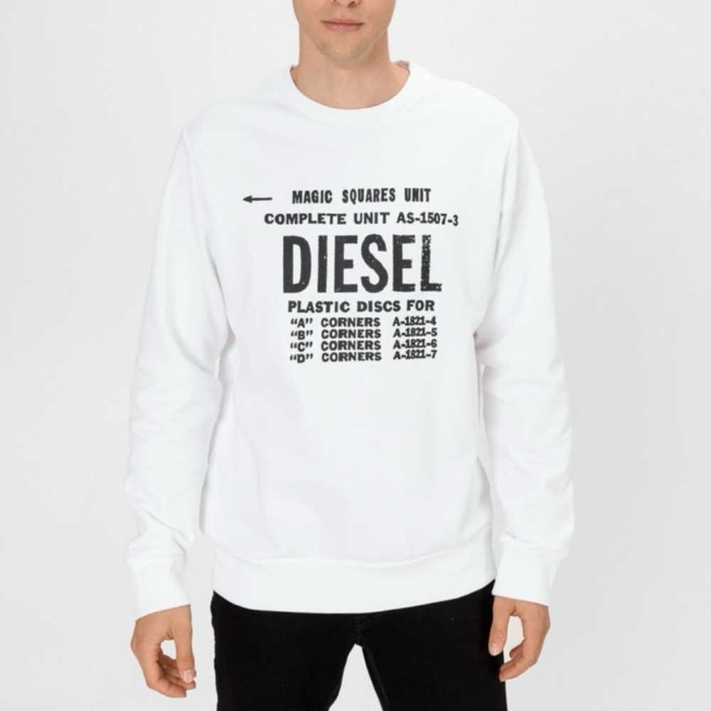 DIESEL Magic Squares Unit Sweatshirt in White Size XL $110